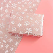 1 Roll Christmas Wrapping Paper Mini Roll, Pink Metallic Foil Shine Paper - Snowflakes/Santa Claus/HO Print for Gift Wrap, Arts