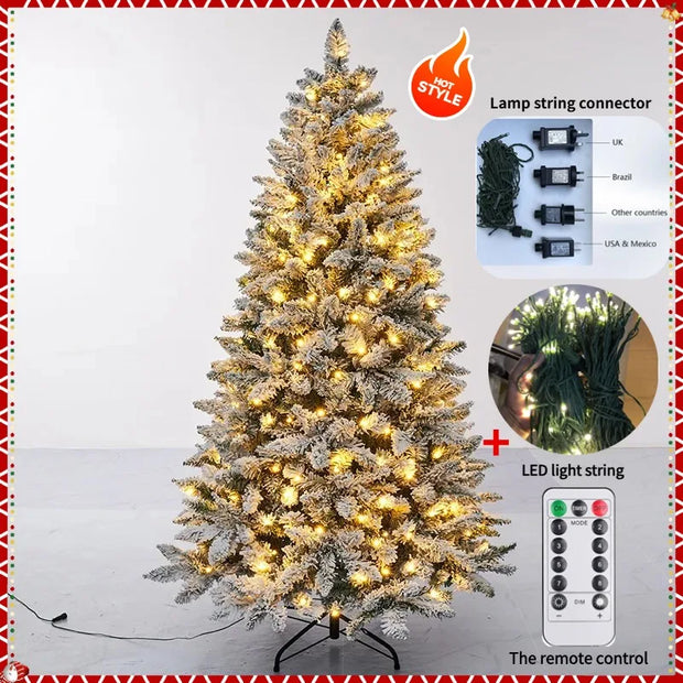 Artificial Christmas Tree PVC Cedar Flocked with LED Lights Christmas Tree 1.2m To 2.7m Christmas Family Atmosphere Decoration