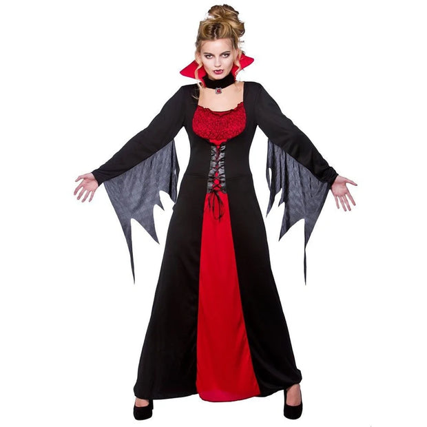 Carnival Halloween Lady Vintage Gothic Vampire Costume Glamour Witch Spooktacular Cosplay Fancy Party Dress