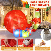Christmas Green Big Monster Inflatable Decorations 5.5FT Lighted Up Outdoor Inflatable Decor with Builtin 8 LED Lights for Gard
