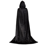 Sorcerer Long Shirt Hooded for Adults and Children Halloween Cosplay Costumes Black Vampire Death Wizard Witch Robe Devil Dress