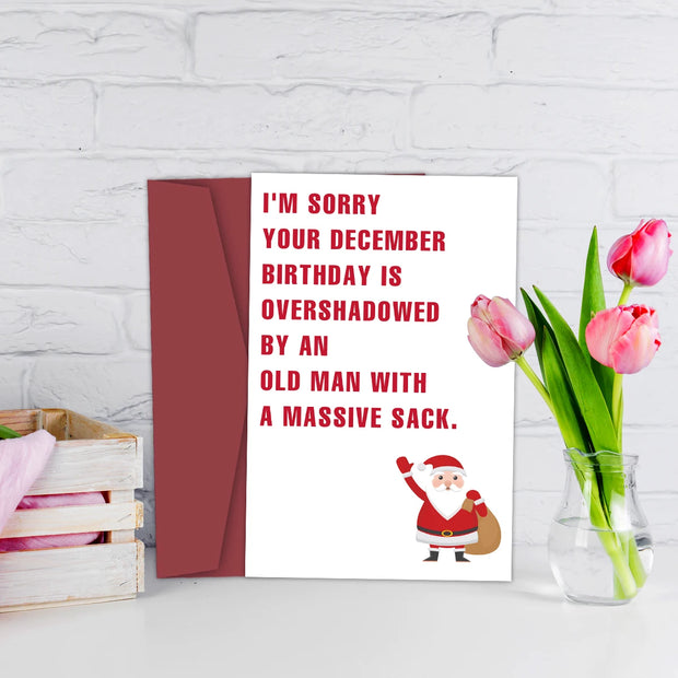Funny December Birthday Card for Women Men,Happy Xmas Holiday Birthday Card for Friends,Hilarious Christmas Birthday Gift Cards