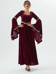 Medieval Retro Gothic Hoodie Witch Long Skirt Luxury Women's Party Dress Cosplay Vampire Halloween Adult Costume