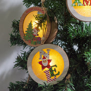 Christmas Wood Luminous Light Pendant Tabletop Decoration Christmas Ornament Holiday Home Wooden Christmas Tree Decoration