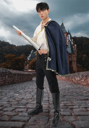 DAZCOS Medieval Tudor Cape Renaissance Cavalier Half Shoulder Shawl Black Hooded Shrug Ranger's Cloak LARP Costume Halloween
