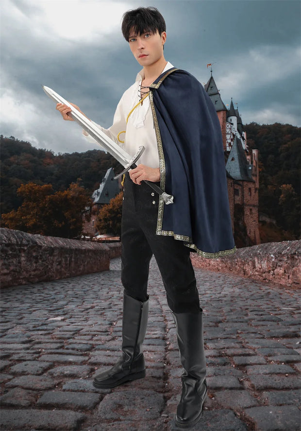 DAZCOS Medieval Tudor Cape Renaissance Cavalier Half Shoulder Shawl Black Hooded Shrug Ranger's Cloak LARP Costume Halloween