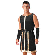 Mens Roman Spartan Gladiator Warrior Costume Ancient Greek Mythology God Toga Fancy Dress Up Halloween Cosplay Costumes