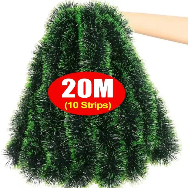 60/2M Christmas Tinsel Ribbons Garland Green Cane Wreath Xmas Tree Hanging Pendent Ornaments Wedding Party Home Decor Supplies