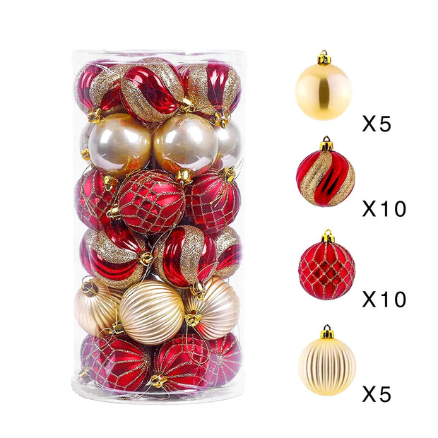 30pc Christmas Ball Decorative Pendant Drum 6cm Plastic Electroplated Painted Christmas Ball Christmas Tree Decoration Pendants