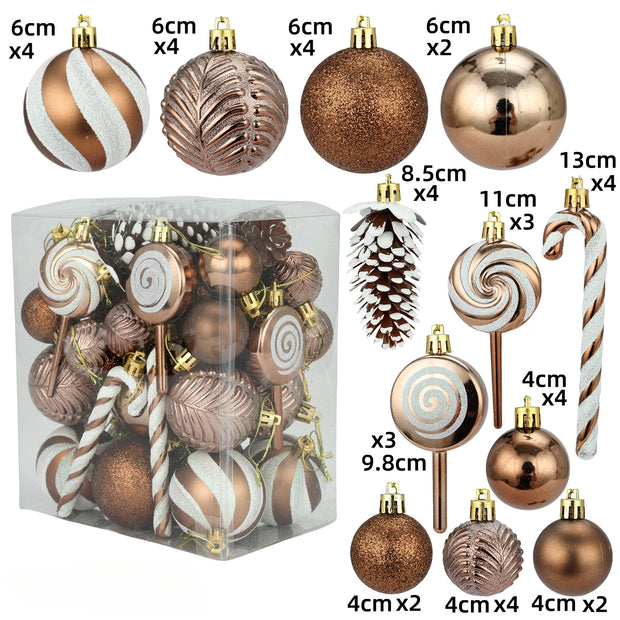 29/36/40pcs Christmas Ball Silver Red Christmas Tree Hanging Pendants Printed Special-shaped Gold Christmas Spheres 2024 New