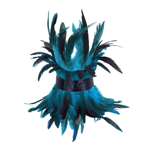 Gothic Victorian Natural Feather Choker Neck Wrap Collar For Halloween Cosplay Accessories