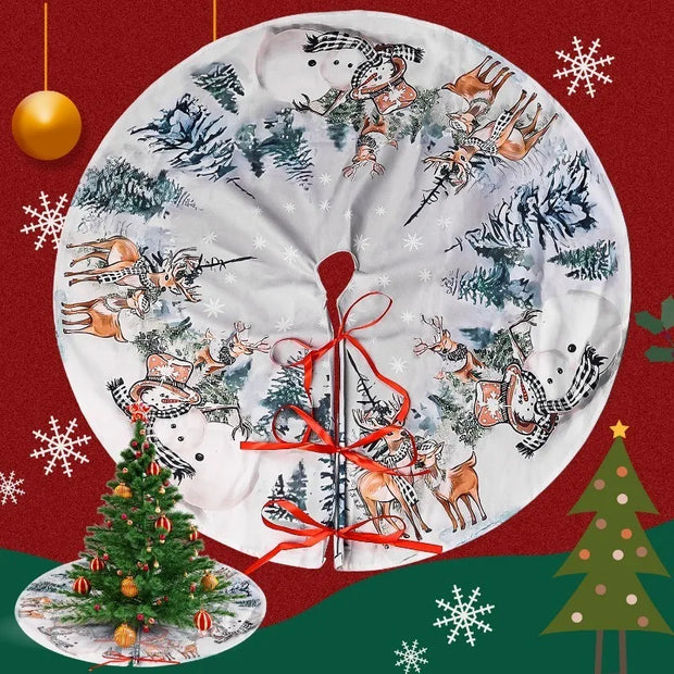 Christmas Tree Skirt Xmas Tree Mat Plush Trees Skirts Flowers Surround Bottom Carpet Base Round Cover Rug New Year Party Decor