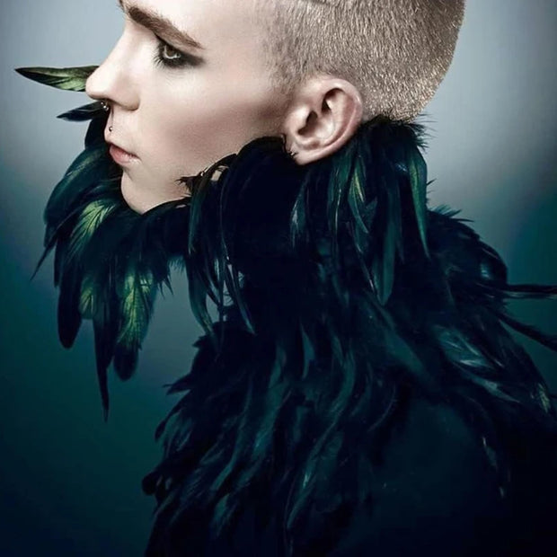 Gothic Victorian Natural Feather Choker Neck Wrap Collar For Halloween Cosplay Accessories