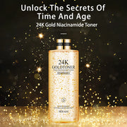 24K Gold Nicotinamide Face Toner Moisturize Oil Control Shrink Pores Anti Aging Fade Fine Lines Brighten Tone Skin Care 300ml