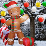 Christmas Decoration Crutch Santa Claus Inflatable Toy with LED Lights Outdoor Inflatable Model Ornament Holiday DIY Decorations