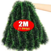 60/2M Christmas Tinsel Ribbons Garland Green Cane Wreath Xmas Tree Hanging Pendent Ornaments Wedding Party Home Decor Supplies