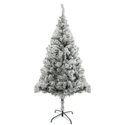 1.8m White Flocked Christmas Tree, Snowy Pencil Design with Realistic Branches, Easy Assembly & Metal Base, Perfect for Holiday