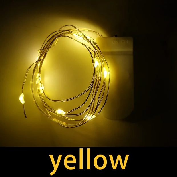 Mini LED String light 2M Silver Wire Fairy Lights for Garland Home Christmas Wedding Party Decoration Powered by CR2032 Battery