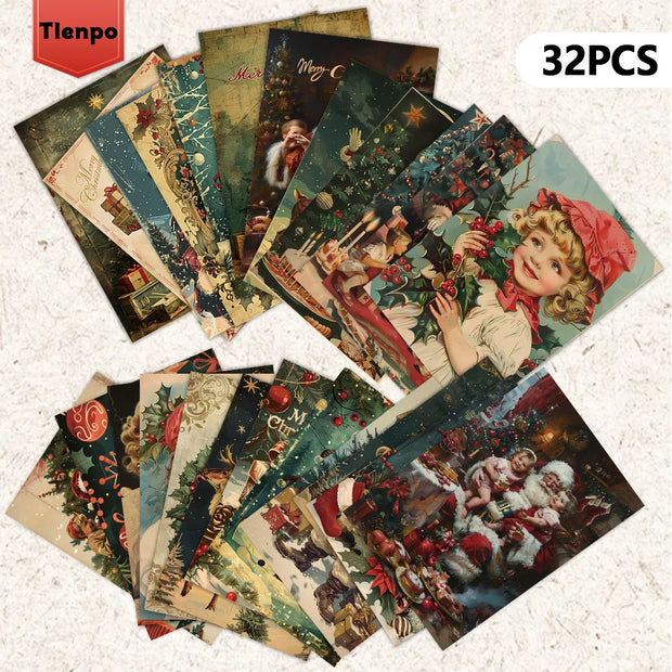 32pcs Christmas star piece 3.94x5.7in Christmas card, message card, vintage postcard, Christmas greeting card