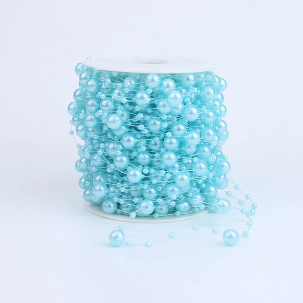 10M 3-8mm Beads Garland Pearl Strands Fish Chain Ribbon for Christmas Tree Wreath Gift Wrapping Decoration