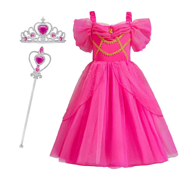 Jasmine Costume for Kids Girl Fancy Birthday Party Gown Princess Dress Carnival Children Clothing 2024 New Halloween Disguise