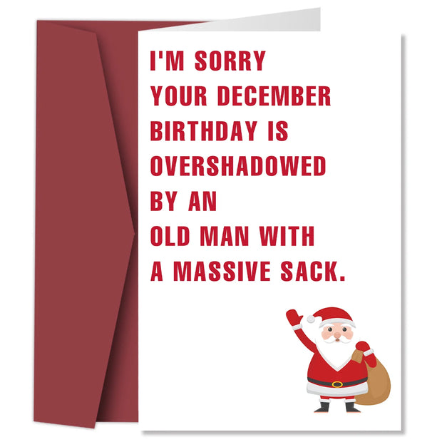 Funny December Birthday Card for Women Men,Happy Xmas Holiday Birthday Card for Friends,Hilarious Christmas Birthday Gift Cards