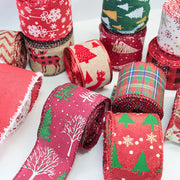 63mm Red Green Christmas Burlap Jute Ribbon Roll Wired Edge Wedding Decoration Gift Packing DIY Sewing Accessories Webbing