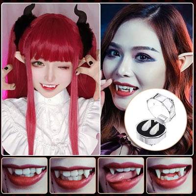 1Pair Vampire Teeth Zombie Fangs Halloween Props Apparel Accessories DIY Solid Denture Adhesive Cosplay Masquerade Decoration