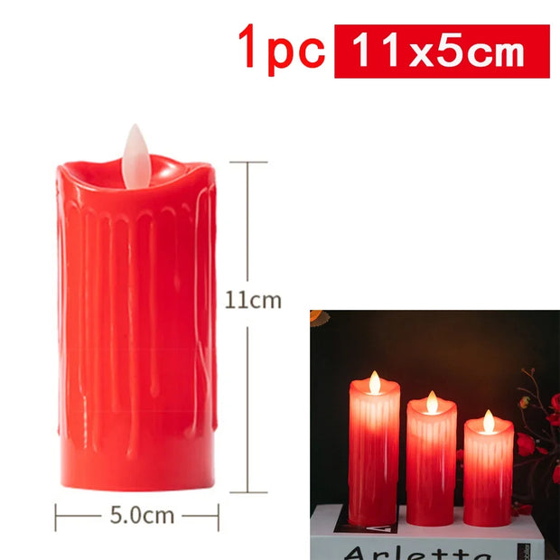 Red Flameless Shake Led Candles Light Swing light Led Battery Power Candles Lamp Electronic Led Lamp Halloween Home Decor