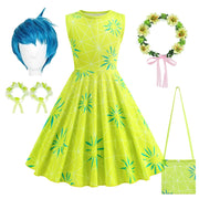 New Joy Inside Cosplay Out Dress Girls Birthday Carnival Party Outfit Children Halloween Role Playing Print Clothing