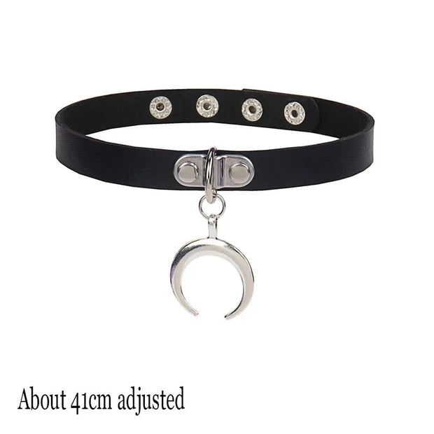New Sexy Harajuku PU Leather Chain Heart Pendant Necklaces Women Men Punk Neck Gothic Black Pink Choker Necklace Cool Collar
