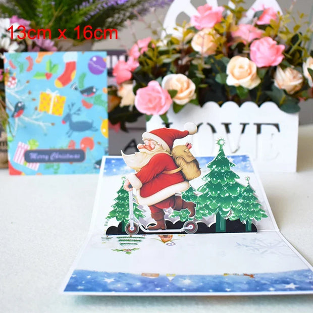 3D Pop UP Santa Cards Marry Christmas Greeting Cards Party Invitations Gifts New Year Greeting Card Anniversary Gifts Postcard