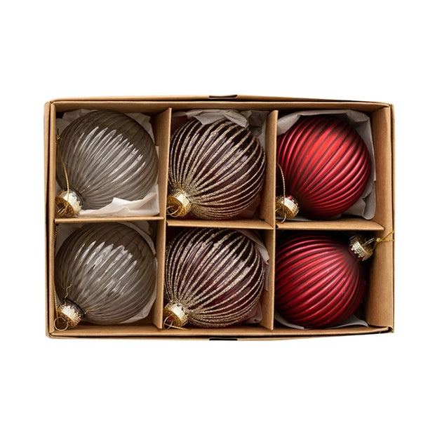Set/6pcs Christmas Bauble,Glass Balls Ornaments Perfect for Tree Decoration Beautiful Hangers Decors Eye-catching Accent