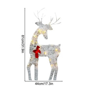 Lighted Deer Christmas Outdoor Decoration Reindeer Family Moose Lighted Holiday Display with Bell Bow Deer Lawn Garden Decor