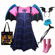 NEW Vampire Dress with Wings for Little Girls Vampirna Anime Role Playing Costume Toddler Halloween Bat Disguise Cute Purim Robe