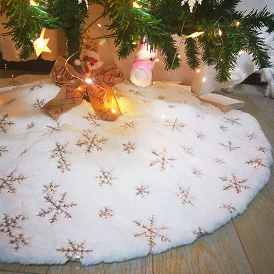 1/3pcs Festive Polyester Christmas Tree Skirt with Snowflake Design- Perfect for Home, Hotel & Shopping Mall Holiday Decorations