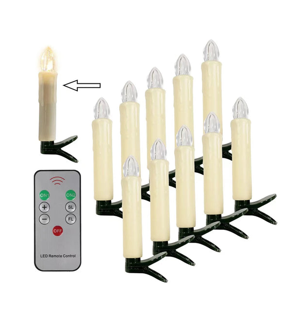 LED electronic candle simulation smokeless large tea wax light Christmas holiday range decoration with remote control 10Pcs set