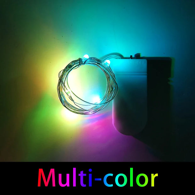 Mini LED String light 2M Silver Wire Fairy Lights for Garland Home Christmas Wedding Party Decoration Powered by CR2032 Battery