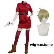 Anime Comic Hellsing Herushingu Seras Victoria Cosplay Costume Vampire Red Police Uniform Skirt Wig Woman Sexy Carnival Suit