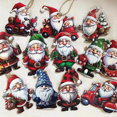 24pcs wooden decorations for Santa Claus, Halloween, Christmas, Christmas tree decoration, home, yard, Christmas, party ornament