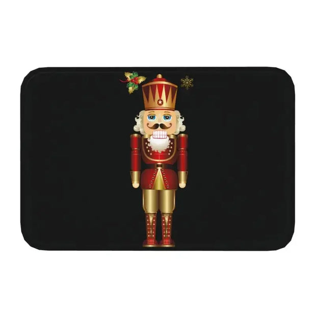 Nutcracker Doll Floor Door Kitchen Bath Mats Anti-Slip Indoor Christmas Soldier Toy Doormat Garage Entrance Rug Carpet Footpad