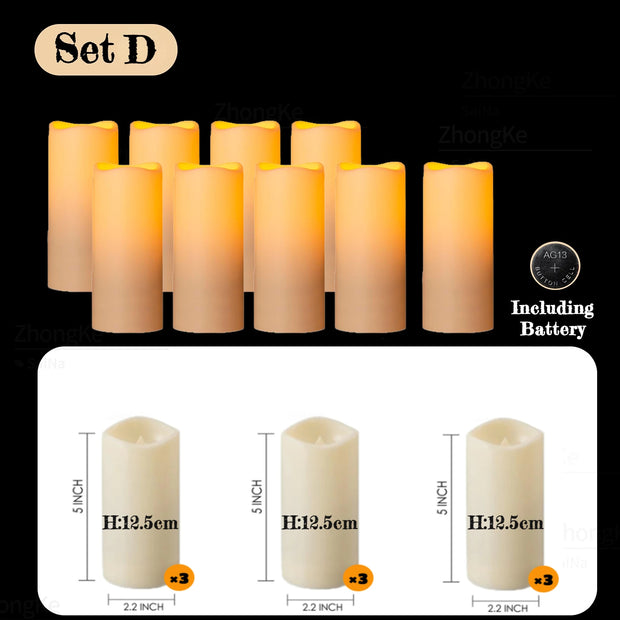 9-180pcs LED Candles with Flickering Flameless Candles Battery Operated Pillar Candles Wedding Decoration Candlelight Christmas