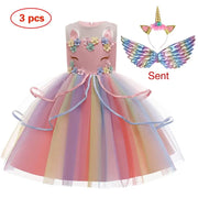 Baby Girls Unicorn Tutu Dress Pastel Rainbow Princess Girls Birthday Party Dress Children Kids Halloween Unicorn Perform Costume