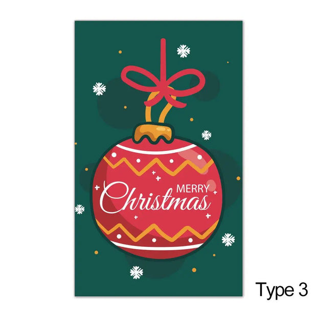 50PCS Xmas Tree Deer Package Insert Santa Claus Snowman Greeting Postcard Merry Christmas Card Happy New Year Message Note Cards