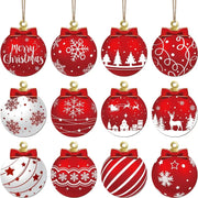 24PCS Christmas Ball Pendant, Wooden Pendant Christmas Decoration, Christmas Party Yard Decoration Set 2025