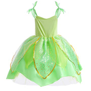 Kid Girls Princess Fairy Costume Tinker Bell Tutu Dress Sleeveless Wing Princess Girl Costume Cosplay Carnival Halloween Party