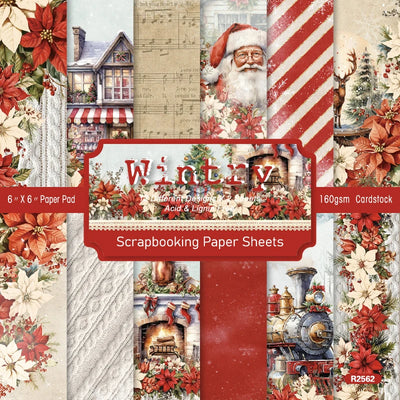 24 Sheets 6"X6" Wintry Christmas Paper Pad Pattern Papers Design Paper for Decorative Craft Scrapbooking Album DIY Handmade