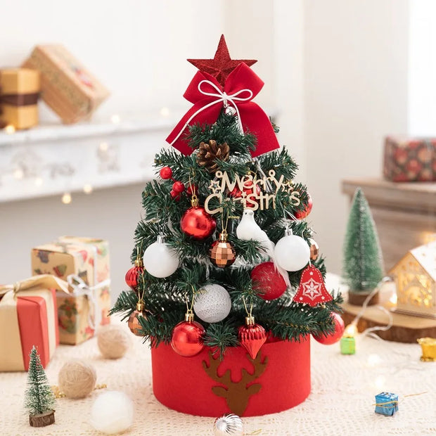 Desktop Christmas Tree Flocking Pink Set Mini Christmas Tree Ornaments DIY Christmas Gift Christmas Tree Decoration