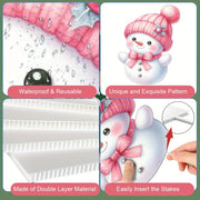 10 Christmas snowman decorations, made of plastic hollow boards and rods, for festive atmosphere decoration.