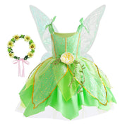 Kid Girls Princess Fairy Costume Tinker Bell Tutu Dress Sleeveless Wing Princess Girl Costume Cosplay Carnival Halloween Party